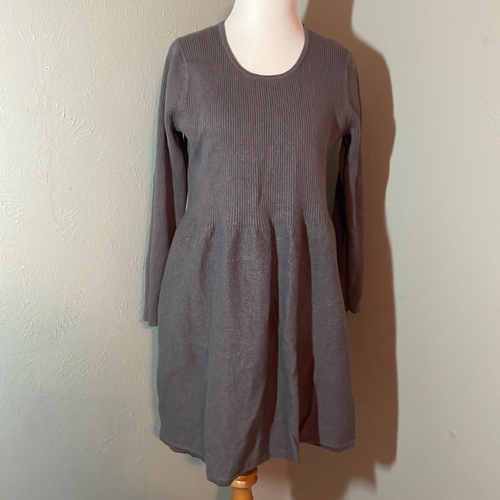 Boden Gray Wool/Cotton Dress with Back Button Closure